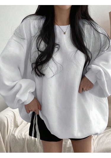 Moon Phases Afraid Kışlık Kalın Sweatshirt - Beyaz Baskılı Oversize Kalın Kışlık Bisiklet Yaka Beyaz