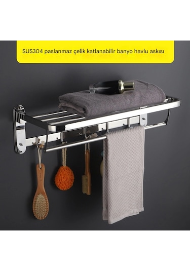 Raf Havluluk Kancalı Paslanmaz Çelik 60 Cm Krom