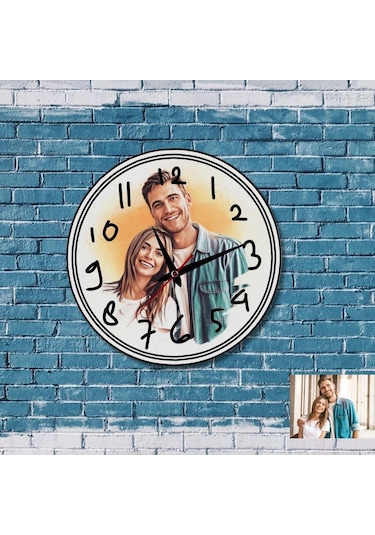 Sevgiliye Hediye Yağlı Boya Tasarımlı Cam Duvar Saati 2932-21 Çok Renkli