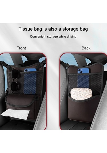 Koltuklar Arası Araba Düzenleyici Çok Fonksiyonlu Saklama Çantası Ön Ve Arka Çift Kullanımlı Mendil Kutusu Siyah