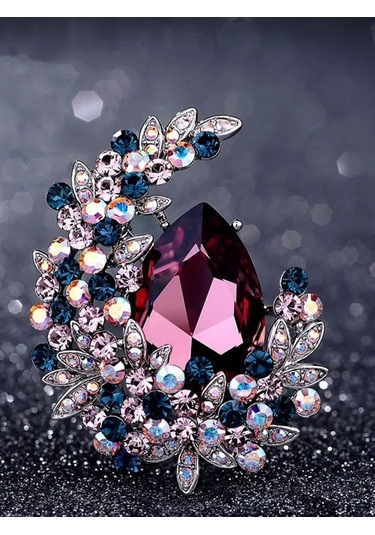 Beautiful Detail Büyük Taşlı Takılı Broş 156714062 Violet