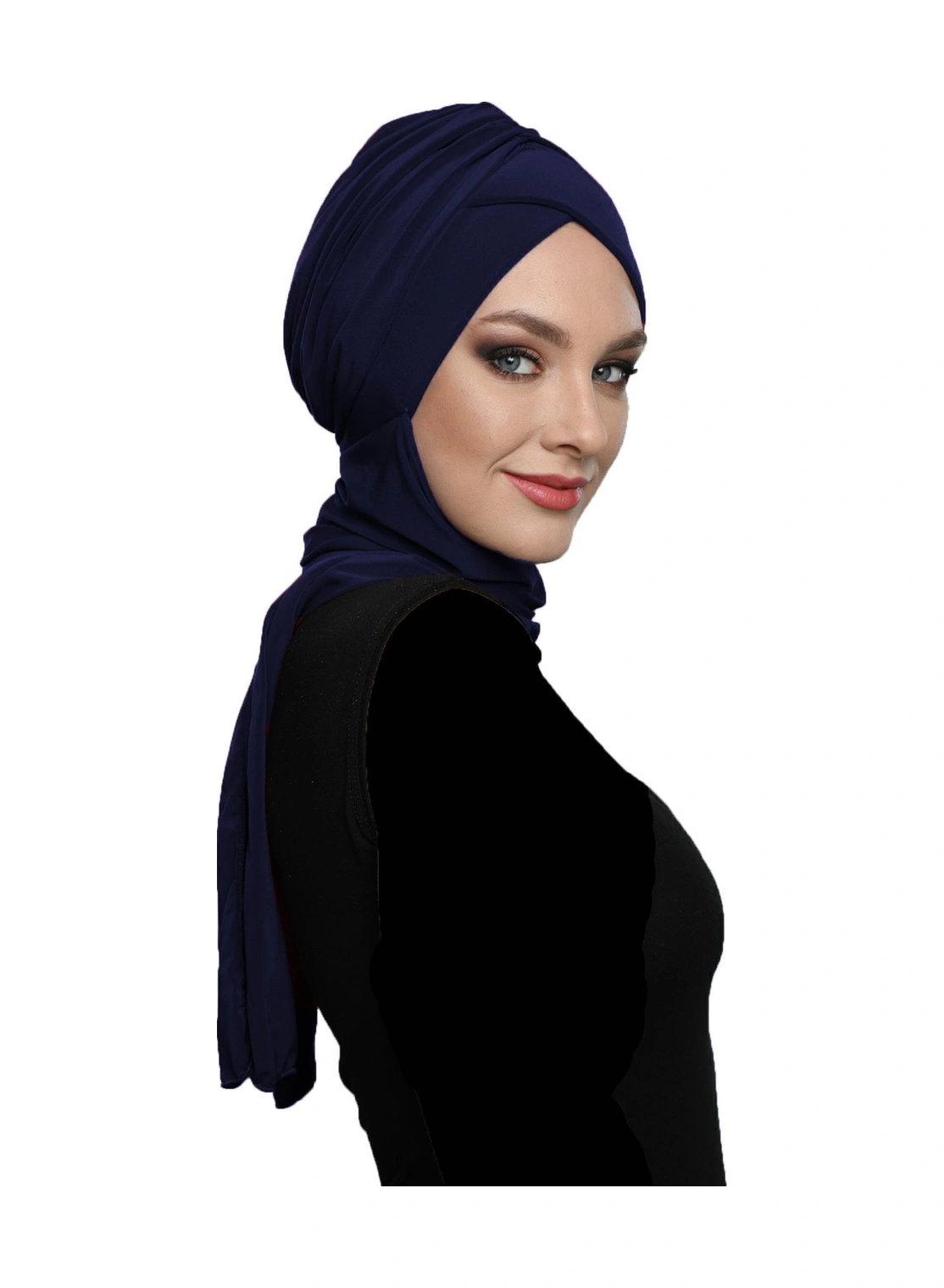 Kardelen Atkılı Astarlı Lacivert Hazır Türban Tesettür Havuz Ve Dış Bone Lacivert