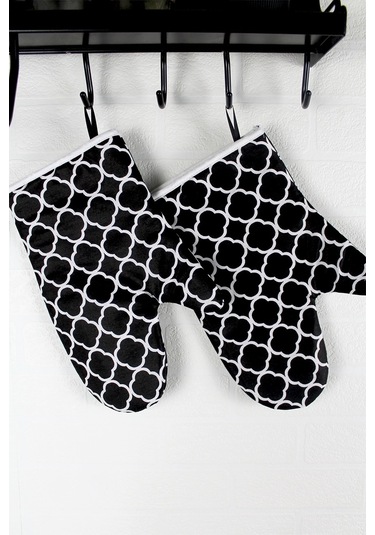 Morlay Siyah Halka Isıya Dayanıklı Mutfak Fırın Eldiven Seti 2 Adet