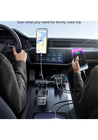 Boatshop1 Yıtumu Beyaz 31.5 İnç Teleskopik Araba Şarj Cihazı 66w 4ü 1 Arada Ultra Hızlı Şarj 2 Usb Portlu Pixel Galaxy Samsung Uyumlu