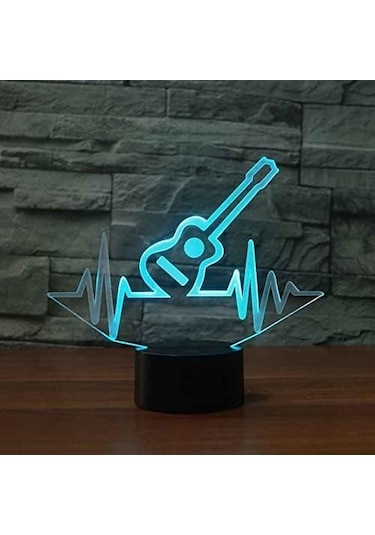 Goldenqian Noel Lambaları 3d Illusion Optik Gece Lambası Soyut Gitar, Led Masa Lambası Aydınlatmalı Gece Lambası 16 Renk Dokunsal Kontrol Lambası Başucu Dekorasyonu Mw9qzj Siyah