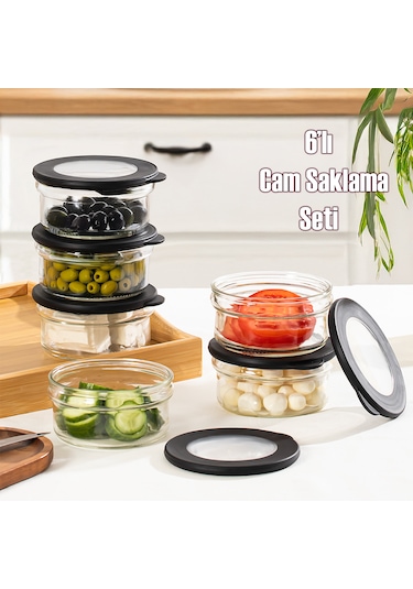 Porsima 4381 Flat 6 Lı Cam Çok Amaçlı Saklama Kabı