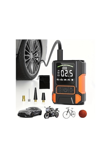 Xuweiwei Turuncu Siyah Sarj Edilebilir Mini Hava Pompasi Usb Sarjli Tasinabilir Sisme Aleti Araba Lastik Motosiklet Bisiklet Basketbol Toplari Icin