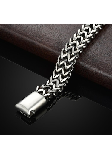 Siyah Titanyum Çelik Yılan Zincir Manyetik Toka Erkek Takı Bilezik Bileklik Moda Takı 23cm
