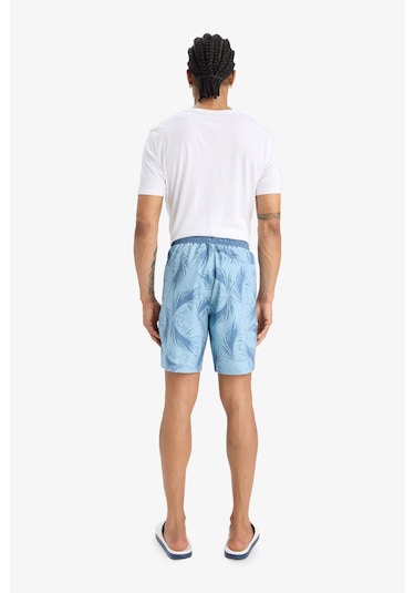 Defacto Defactofit Regular Fit Desenli Esnek Dokulu Deniz Şortu D9630ax25hsbe523 Mavi