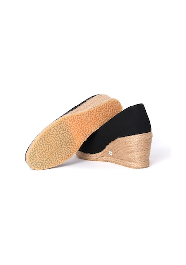 Star Tombis Siyah Keten Espadril Dolgu Topuk