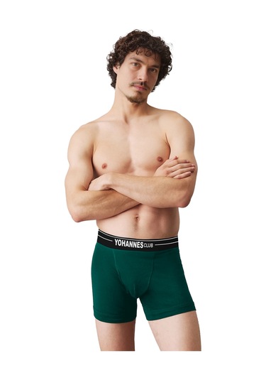 Yohannes Club, Erkek Özel Bölmeli Pamuklu Boxer, Renk Seçenekli, Tekli Paket Yeşil