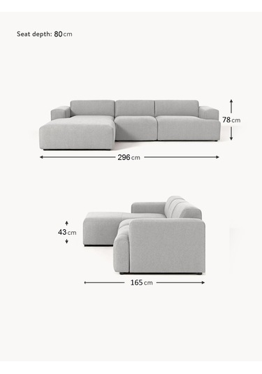Most Mollista 3 Modül Sol Köşe Koltuk 32 Gri Keten Kumaş Yumuşak