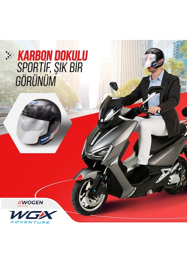 Wogen Karbon Yarım Kask Siyah