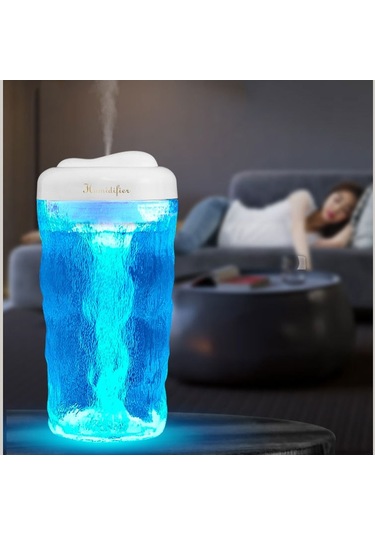 Iceberg Küçük Araba Nemlendirici Atomizasyon Dilsiz Renkli Aromaterapi Makinesi Beyaz