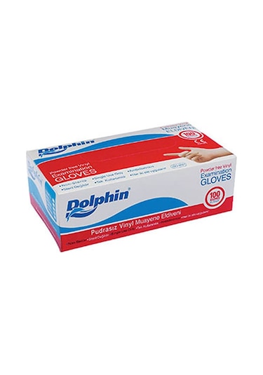 Dolphin Pudrasız Beyaz Vinil Muayene Eldiveni 100'lü