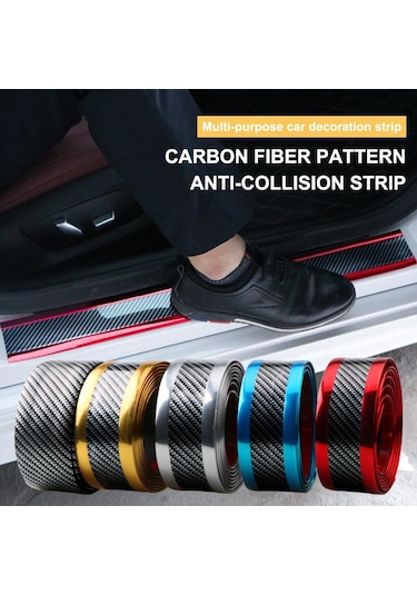 Satış Karbon Fiber Kauçuk Kalıplama Şerit Yumuşak Siyah Trim Tampon Şerit Dıy Kapı Eşiği Koruyucu Kenar Koruma Araba Çıkartmaları Araba Blue 250x5cm