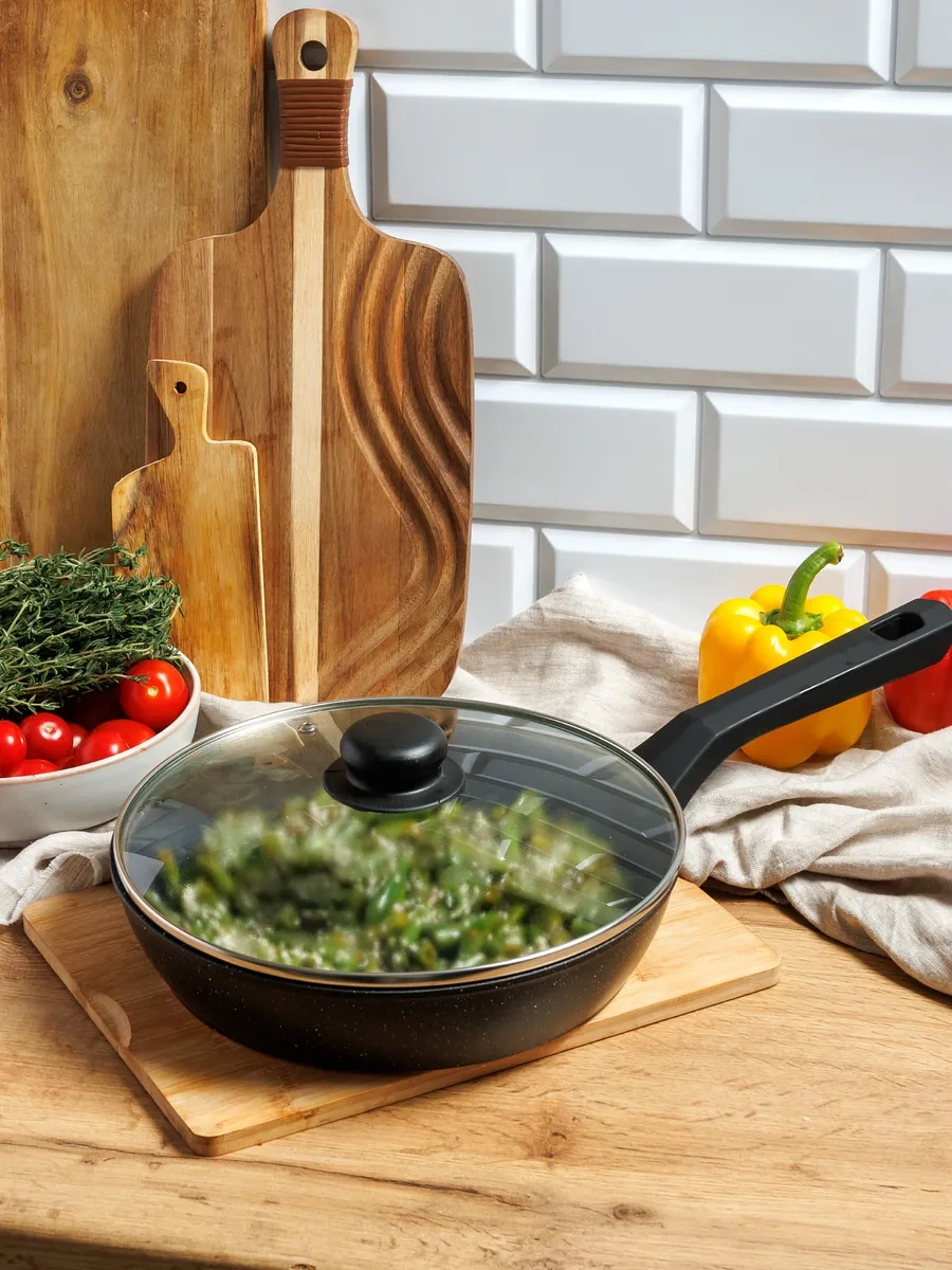 Unifico 20 Cm Marmo Nero İndüksiyonlu Ocak Tava Kapaklı 268896928 Siyah