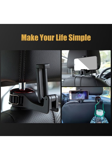 Wezone Araba Arka Kafa Yastığı Telefon Tutucu Ve Çanta Asıcı - 360 Döner, Kilitleme Fonksiyonu, Mavi Abs+silikon Diğer