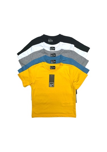 Çocuk Basic T-shirt Kız Erkek Unisex %100 Pamuk 5'li Paket Ek-1