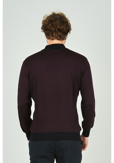 Woolen World Erkek Yarım Balıkçı Yaka Triko Kazak 5223 Bordo Bordo