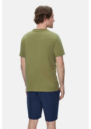 Tatum Haki Bisiklet Yaka Baskılı Standard Fit Erkek Tshirt Haki