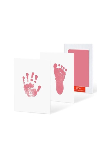Xiyyadms Yenidoğan Bebek El-ayak İzi Seti - 2 Detaylı Baskı, 100% Güvenli, 9 Renk Seçeneği Kırmızı