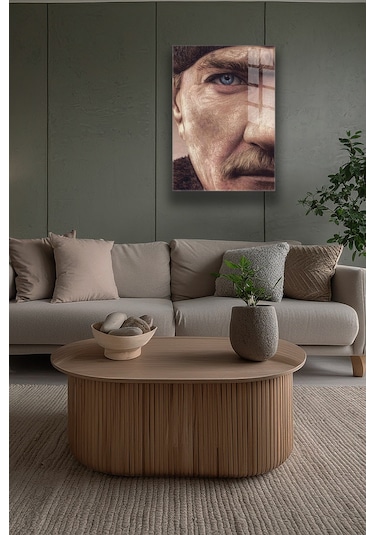 Atatürk Silüet Premium Cam Tablo 4mm Temperli Canlı Baskı