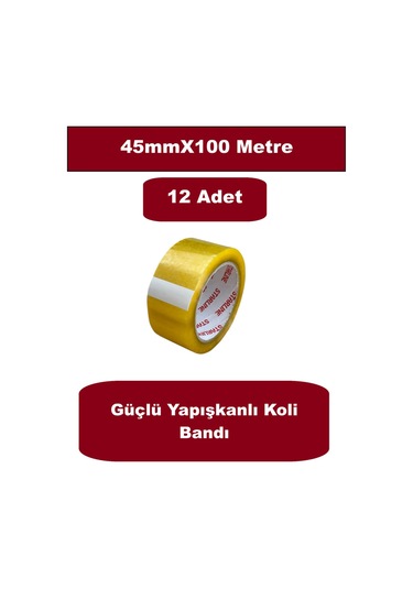 Homdep Koli Bandı 45mmx100 Metre Güçlü Yapışkanlı Şeffaf Koli Bandı Kopmayan Bant 12 Adet 12