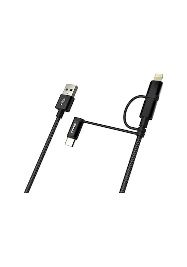Dexim DWA0003 1.5 M 3 İn 1 Örgülü Usb Kablo Type-C + Micro USB + Lightning Kablo