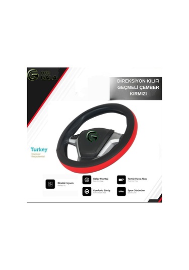 Direksiyon Kılıfı Geçmeli Çember Kırmızı Kırmızı