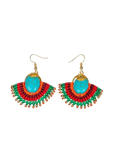 Waves And Pebbles Turkuazlı Makrome A Küpe Renkli