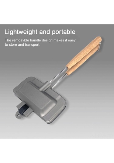 Ebitda Kamp Sandviç Pişirme Tavası Çift Taraflı Sandviç Yapıcı Yapışmaz Alüminyum Çevirme Izgara Tavası Kahvaltı Krep, Kızarmış Ekmek, Omlet İçin Çıkarılabilir Sap İle Siyah Siyah