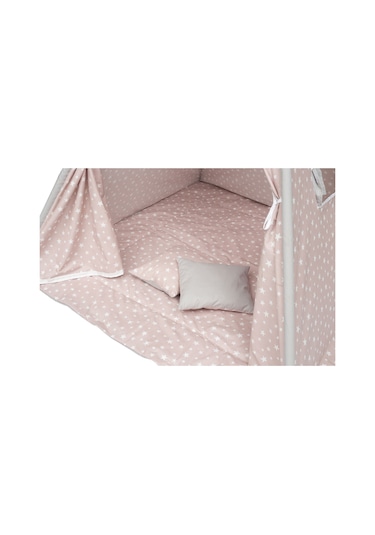 Exorbaby Xl Büyük Boy Ahşap Ve Pamuklu Oyun Çadırı , Oyun Evi Pembe