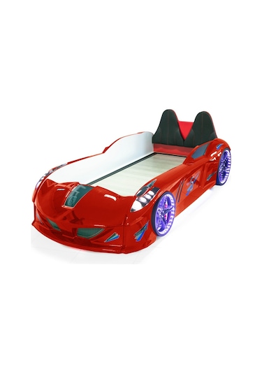 Arabalı Yatak , Kırmızı Jaguar Bazalı Arabalı Yatak,Full Ledli Kırmızı