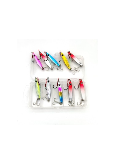 Valkyrie 10 Adet 10gr 4.8cm Kutulu Metal Rapala Jig Seti Balık Olta Yemi İspanyol Oltası