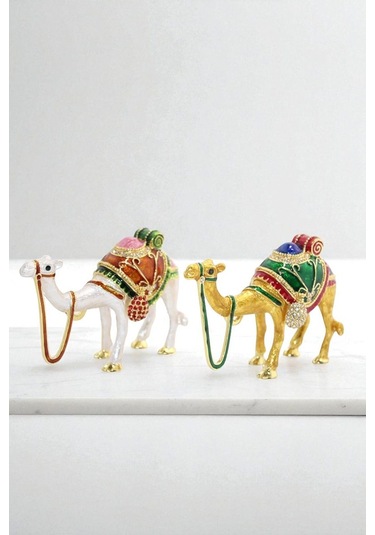 Tekli Deve Figürü Kristal Taşlı Biblo