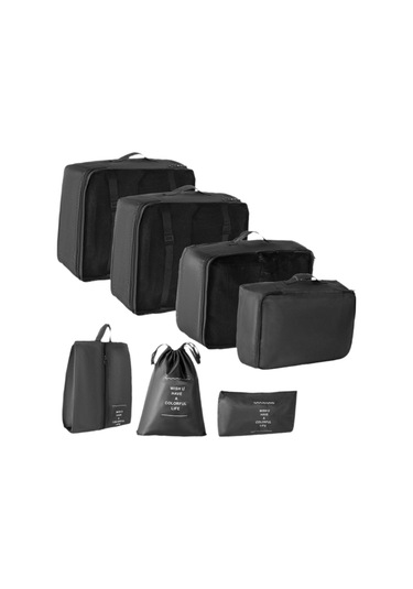 Homyl 7 Parça Ambalaj Küpleri Organizatörler İpli Çanta Siyah