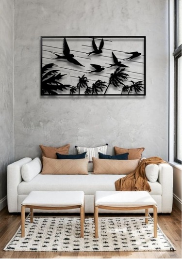 Modern Stil Kuşlar Metal Duvar Dekoru Tablo