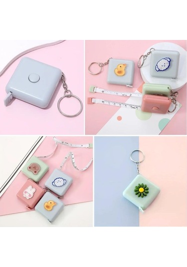 Ollevra Sevimli Çanta Boy Anahtarlıklı Mezura Yumuşak Stickerli 150 Cm Uzunluğunda Pratik Taşınabilir