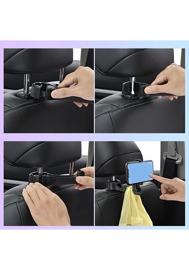 Besthome1 Araba Çok Fonksiyonlu Akıllı Telefon Tutucu Arka Koltuk Başlığı Askılı Katlanır Organizer Gümüş