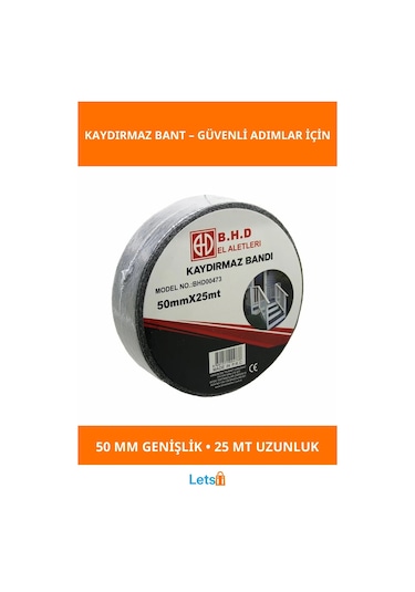 Kaydırmaz Siyah Bant 50 Mm X 25 Mt Güvenlik Bant 1 Adet