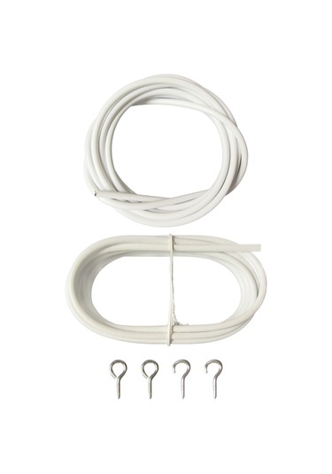 Ruicoo Beyaz Pvc Kapaklı Çelik Tel Perde/resim Asma Seti - 3m Uzunluk, 4 Kanca, Ev/parti Dekorasyonu, Kolay Kurulum