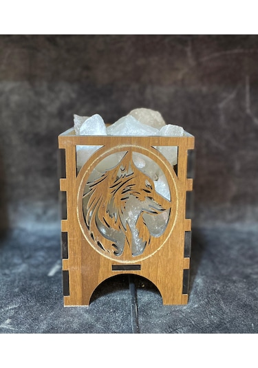 Çankırı Ahşap Kurt Desenli Tuz Lamba