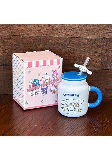 Jian Fan Kupa Kapaklızarif Renk Kutusu Ve Hasır Fincan Dizgi Film Deseni Yüksek Degerli Seramik Su Bardağıyeyeş Yeşil