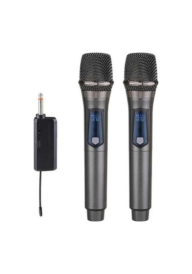 Bloomnest Şarj Edilebilir Kablosuz Mikrofon Seti - Vhf, Çift Mikrofon, Ev Ktv Dış Mekan Sahne Konferans Gümüş Gümüş