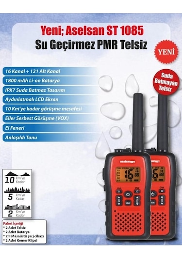 Aselsan St-1085 Pmr İkili El Telsiz Su Geçirmez