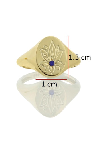 Safir Taşlı Lotus Çiçeği Altın Yüzük