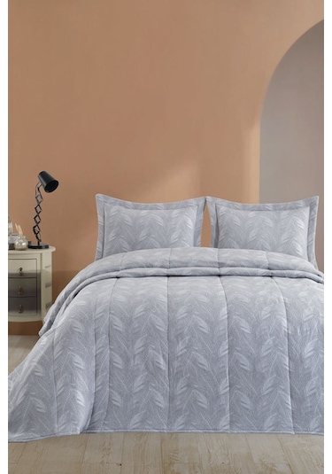 Elart Stil Yatak Örtüsü Elyaflı 270x260 Cm Gri Gri