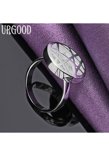 925 Ayar Gümüş Desenli Yuvarlak Yüzük Güzel Hediye Takı 10