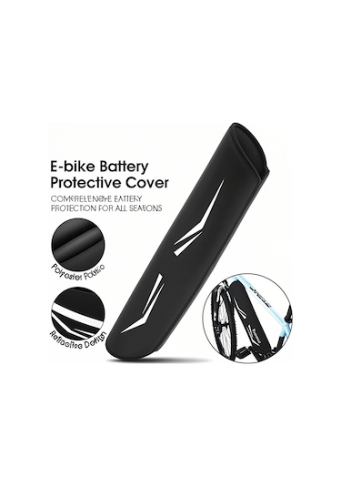 Xindoker Elektrikli Bisiklet Batarya Koruması - Reflektif, Su Ve Toz Koruyucu, Dayanıklı Poliester Malzeme, Gece Güvenliği Sağlar Siyah